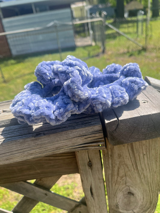 SMOKEY BLUE VELVET SCRUNCHIES 2 PIECE