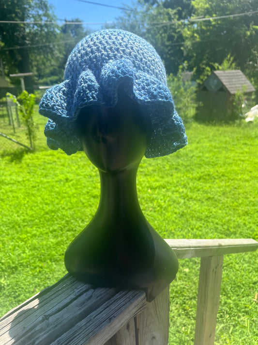 Blue Ruffle Bucket Hat